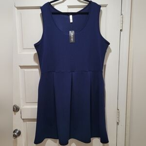 24Seven Navy Blue Skater Style Dress with Pockets – Size 3X NWT